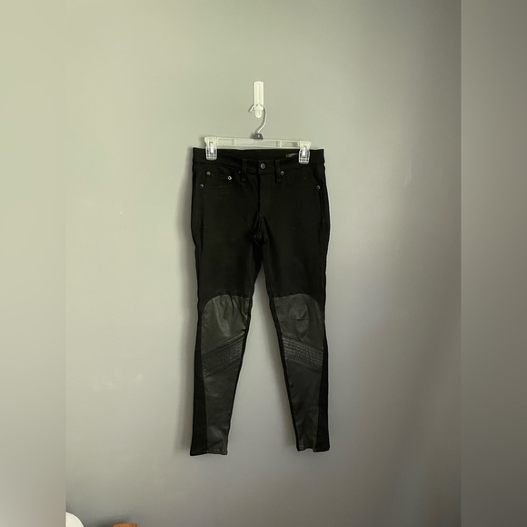 Rag & Bone Samurai Leather Patch Leggings Womens Size 28 - Picture 2 of 6